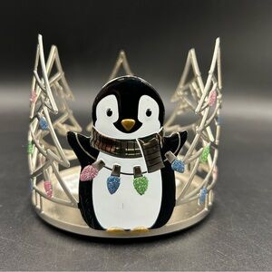 Bath & Body Works Penguin Christmas Tree Metal 3 Wick Candle Holder 2017